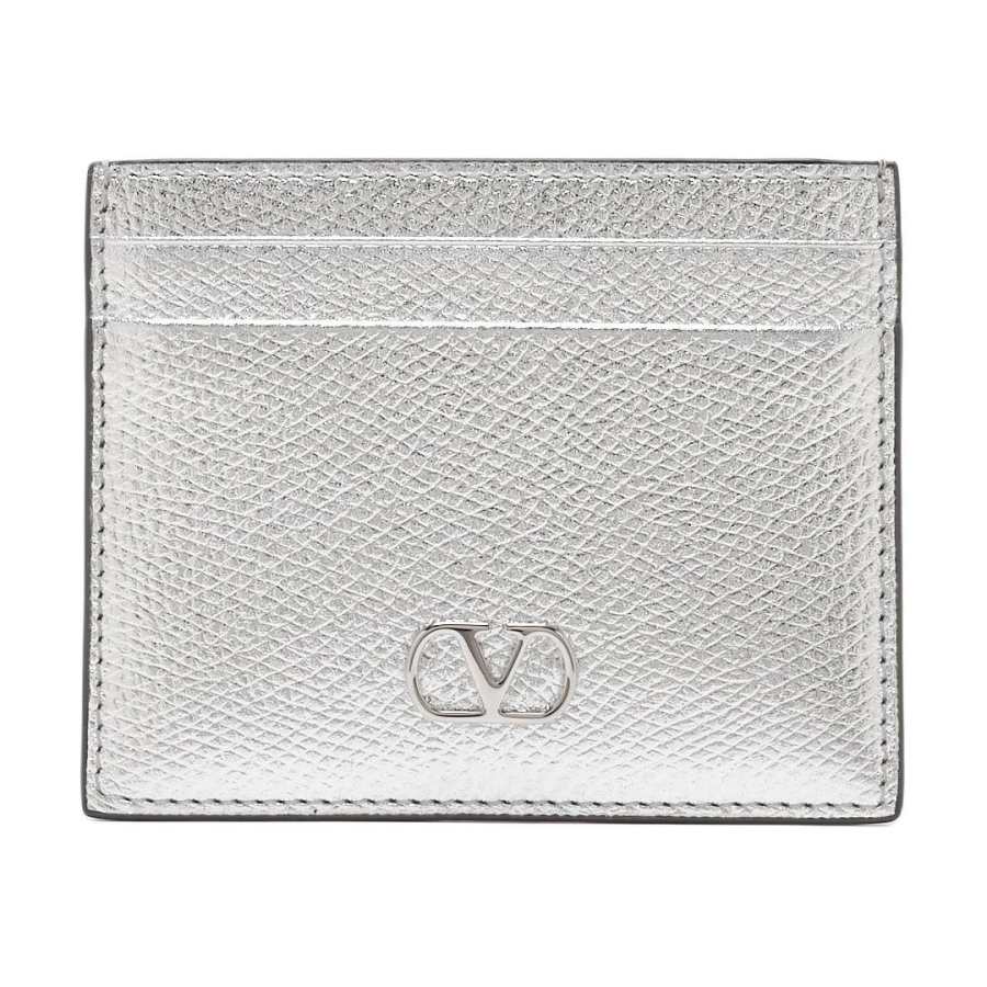 Valentino Leather Card Holder Women's Silver