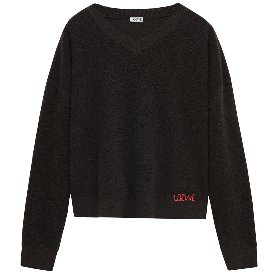 LOEWE Sweaters Women's Khaki Green V Neck Moderate Other