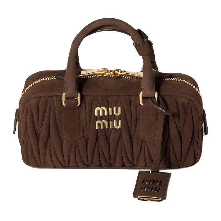 MIU MIU Arcadie Collection Matelassé Lambskin Handbag Regular Women's Moro