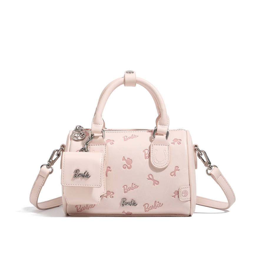 Barbie Princess Synthetic Leather Handbag Regular Women's Pink/Ecru