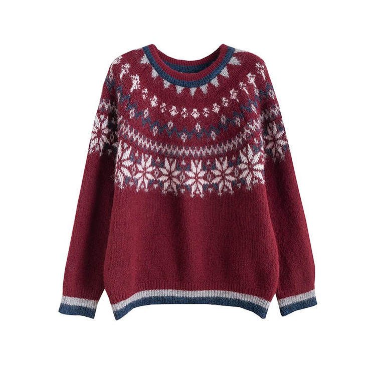 Tonlion Knitwear Women's Red Tone Crew Neck Moderate