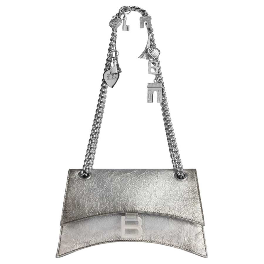 Balenciaga Fine Grained Sheepskin Handbag, Shoulder Bag Women's Silver