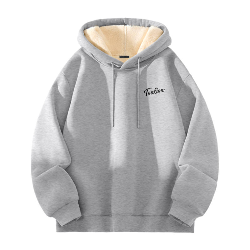 Tonlion Sweatshirts Unisex Hooded Thickened Regular