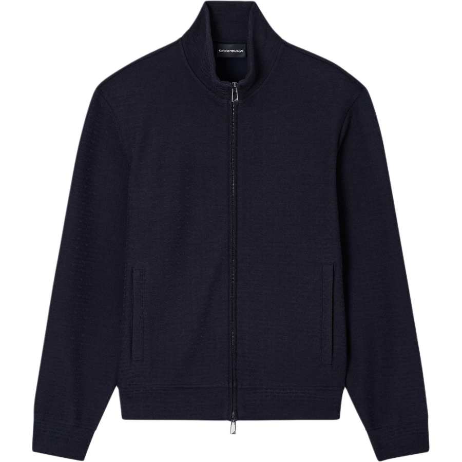 Emporio Armani Full-zip sweatshirt in a Lyocell-blend interlock jersey with jacquard lettering