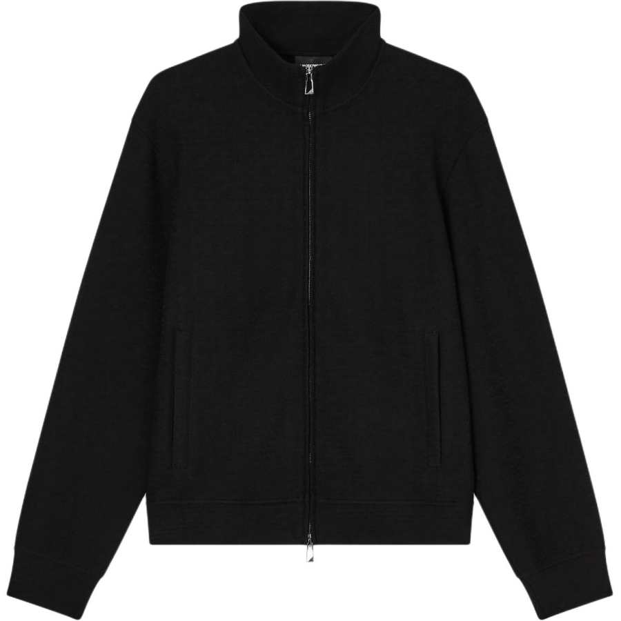 Emporio Armani Full-zip sweatshirt in a Lyocell-blend interlock jersey with jacquard lettering