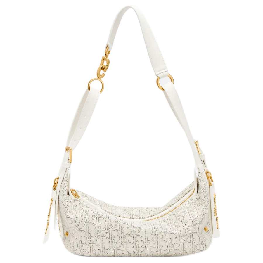 DIOR D JourneyOBLIQUE Cotton Dumpling Bag Shoulder Bag Small Women's White