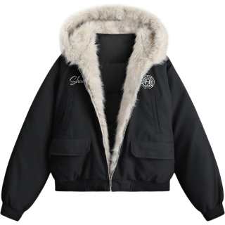 HUANQIU Puffer Jackets Unisex Hooded Thickened Down Jacket