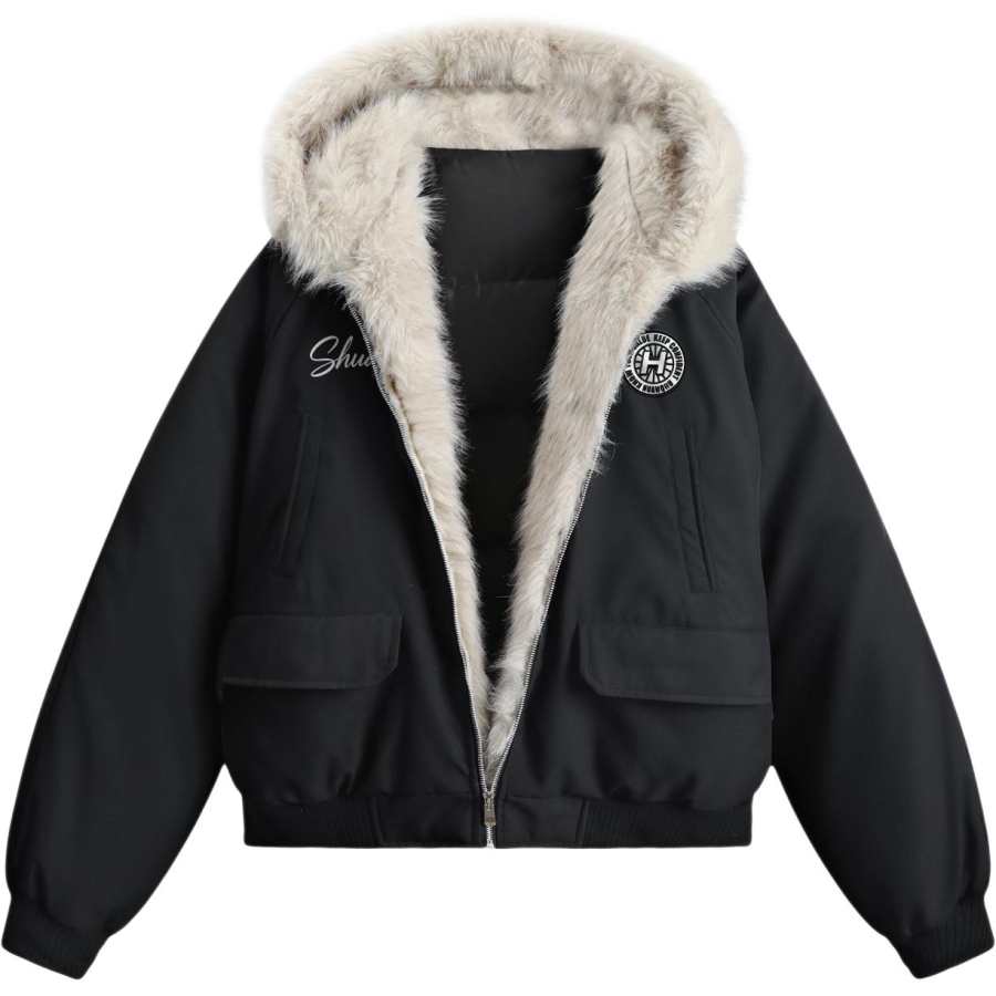 HUANQIU Puffer Jackets Unisex Hooded Thickened Down Jacket