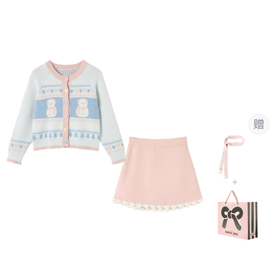 FABRIC PIG Two Piece Skirt Sets Women's Crew Neck Moderate Short