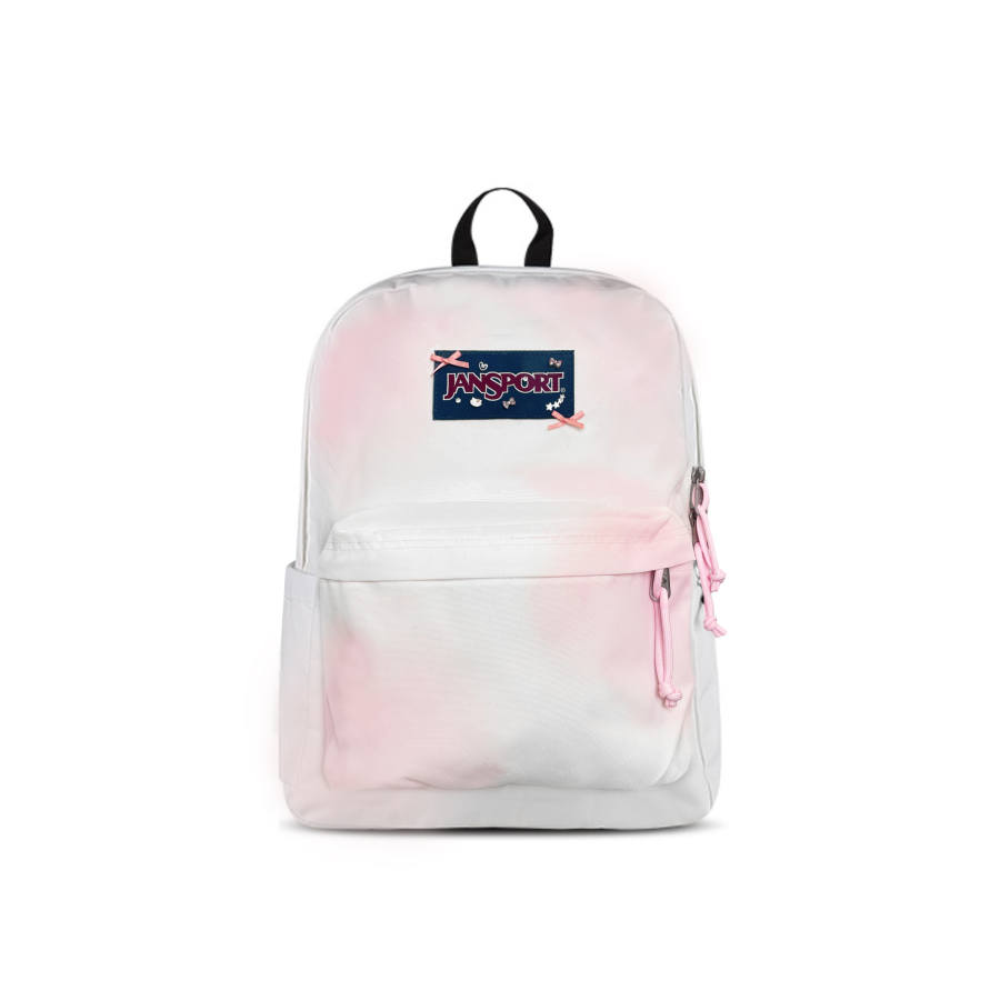 JanSport Fabric Backpack Unisex White Pink