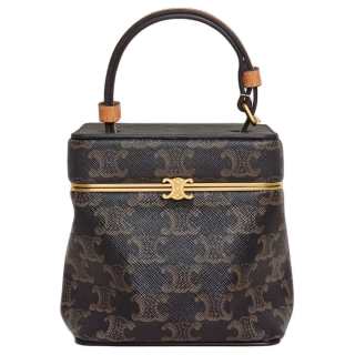 CELINE FrameTriomphe Cow Leather Handbag Small Women's Honey