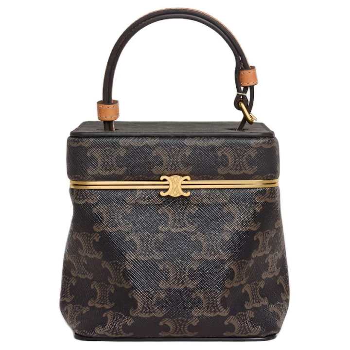 CELINE CELINE FrameTriomphe Cow Leather Handbag Small Women's Honey