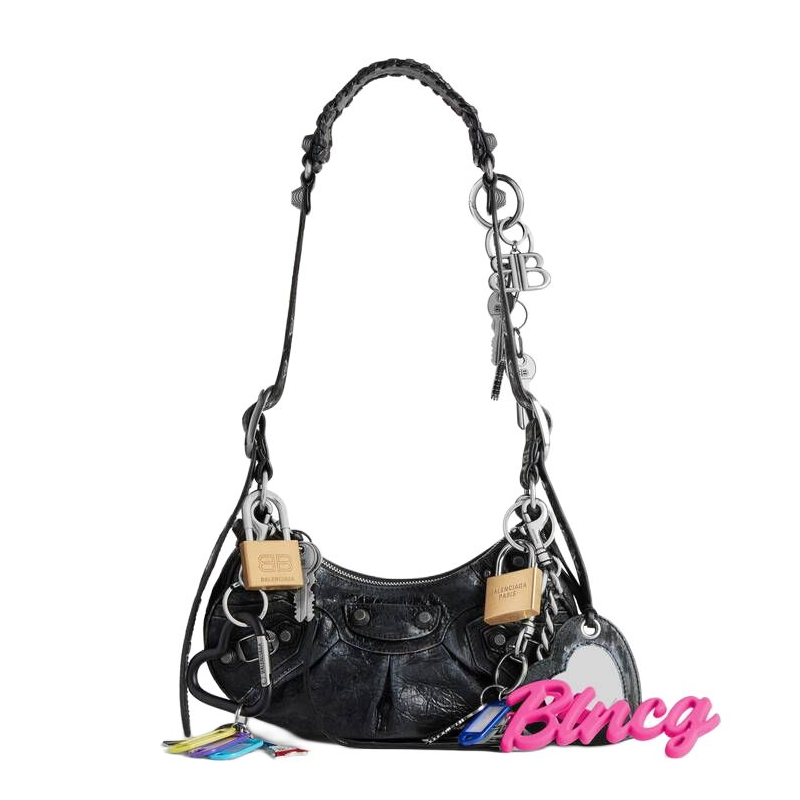 Balenciaga Le Cagole Lambskin Shoulder Bag Mini Women's Black