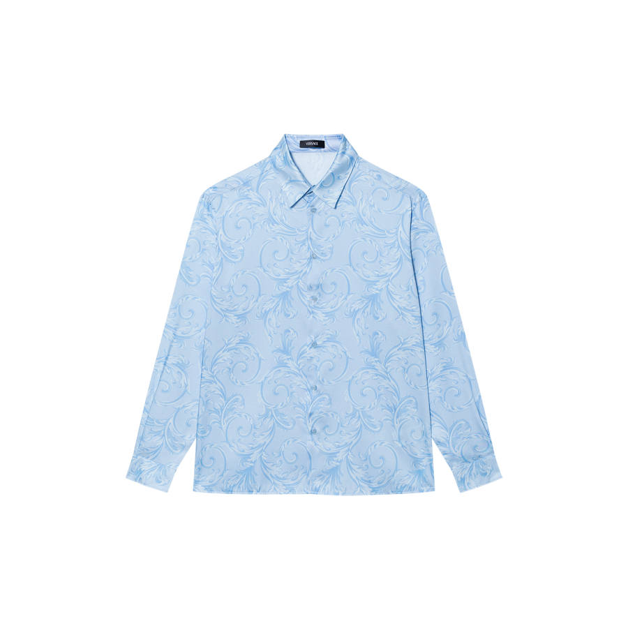 VERSACE VERSACE Shirts Men's Blue Lapel Moderate Straight Fit