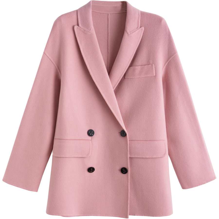 Tonlion Coats Women's Light Pink Suit Collar Moderate Straight Fit