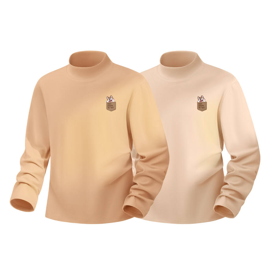 Tonlion T Shirts Unisex Half Turtleneck Thickened Straight Fit