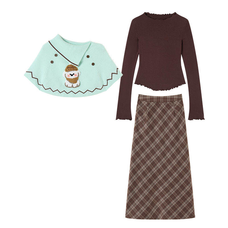 FABRIC PIG Two Piece Skirt Sets Women's Turtleneck Moderate Long
