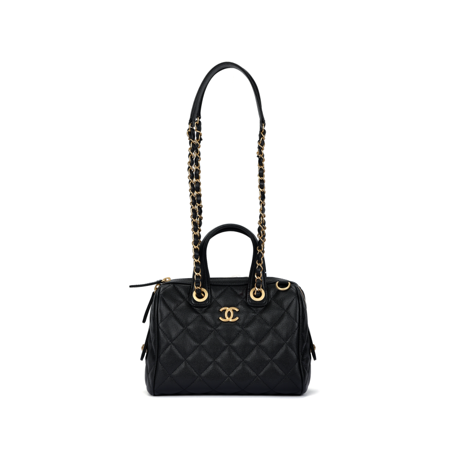 CHANEL Cow Leather One Shoulder Handbag Small Women's Black