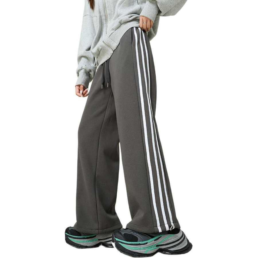Tonlion Casual Pants Women's Light Gray Moderate Straight Fit Pants
