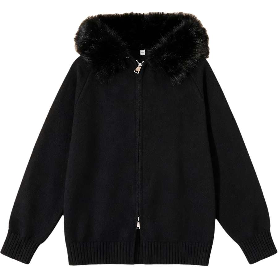 Tonlion Knitwear Women's Black Hooded Moderate