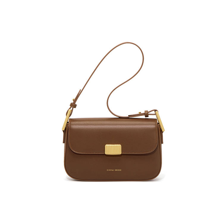CinvaiKrose Cow Leather With Synthetic Leather Shoulder Bag Small Women's Brown/Ecru/Black