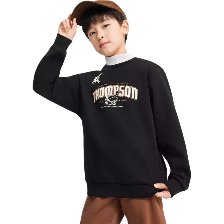 ANTA Kids Sweatshirts Crew Neck Thickened And Fleece Lined
