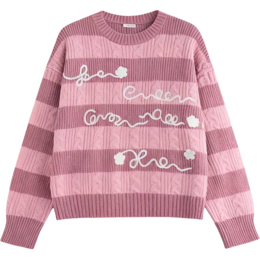 Tonlion Knitwear Women's Pink Crew Neck Moderate Base Layer