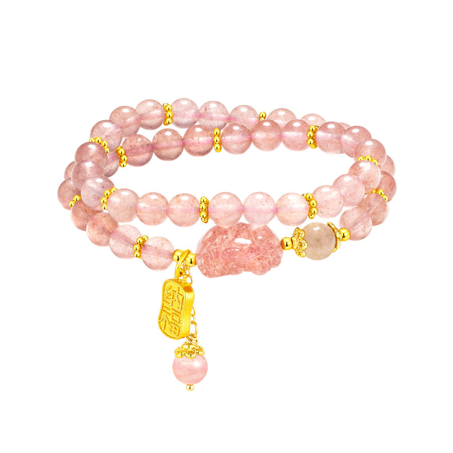 Barbie Strawberry Quartz Crystal Beaded Bracelets Women's