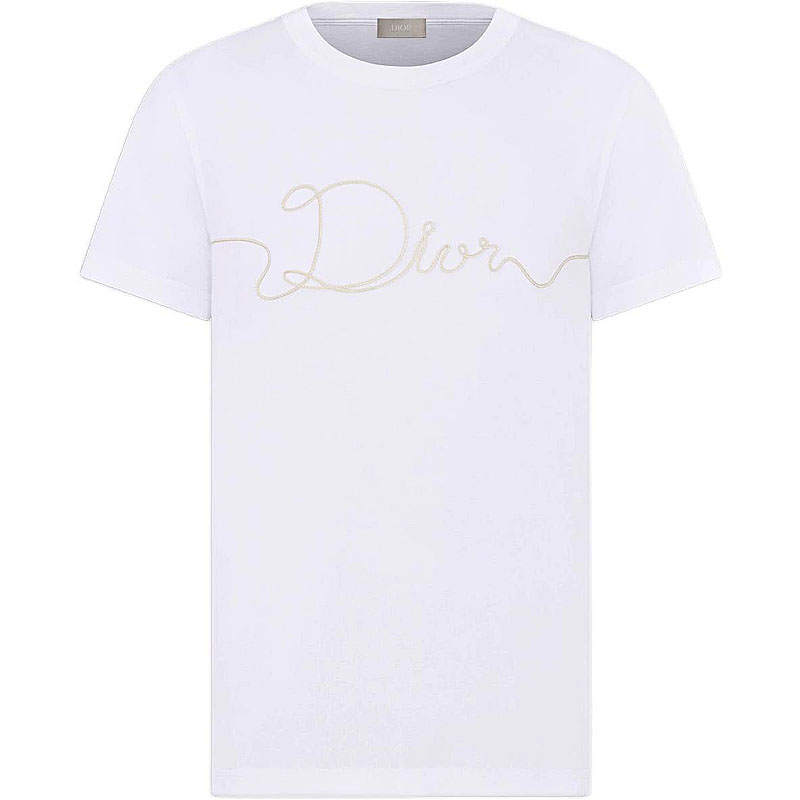 Dior Ribbon Logo Detailed Crewneck T-Shirt