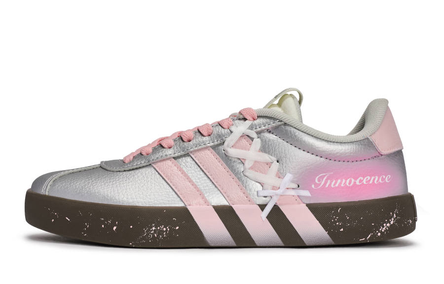 Adidas Adidas VL COURT 3.0 811 Manufacturing, Silver Pink Love Confession Lightweight Low top German Army Trainers Unisex