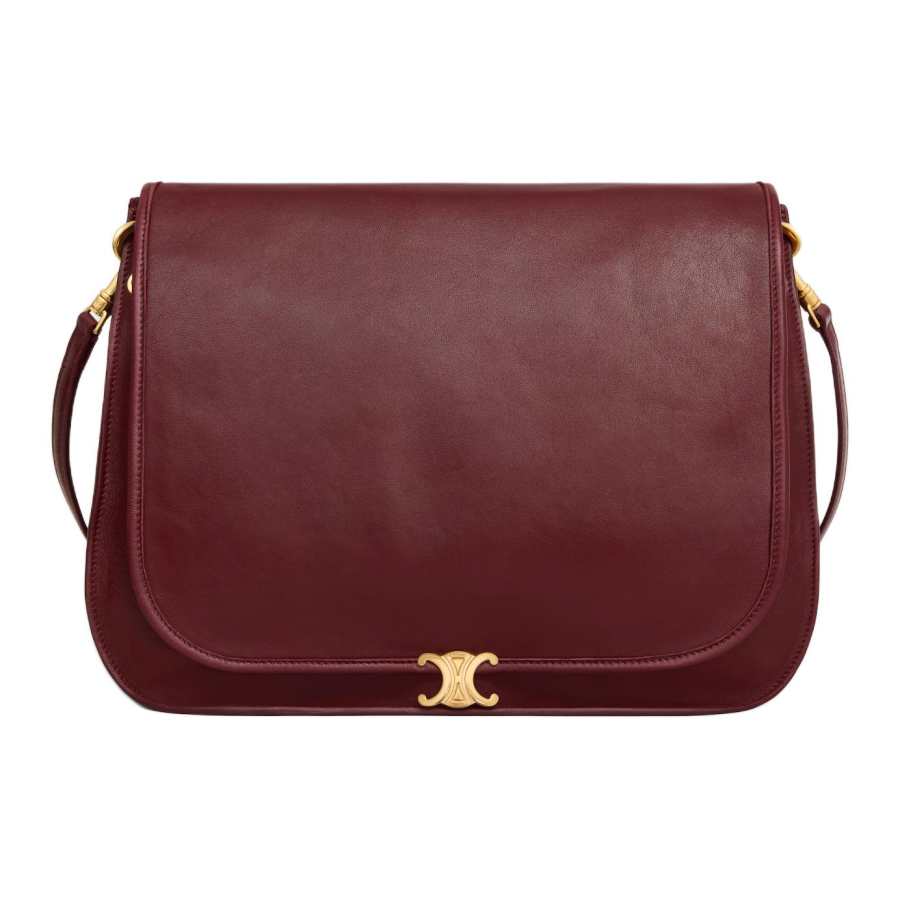 CELINE TriompheBesace Lambskin Shoulder Bag Women's Red