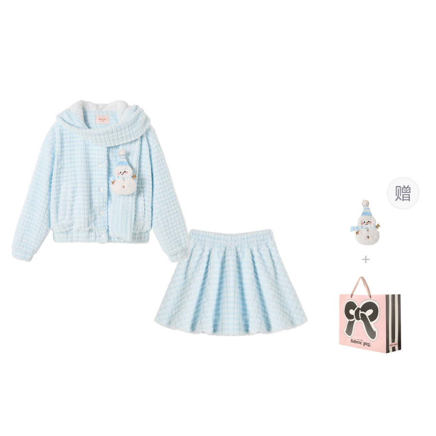 FABRIC PIG Two Piece Skirt Sets Women's Hooded Moderate Short
