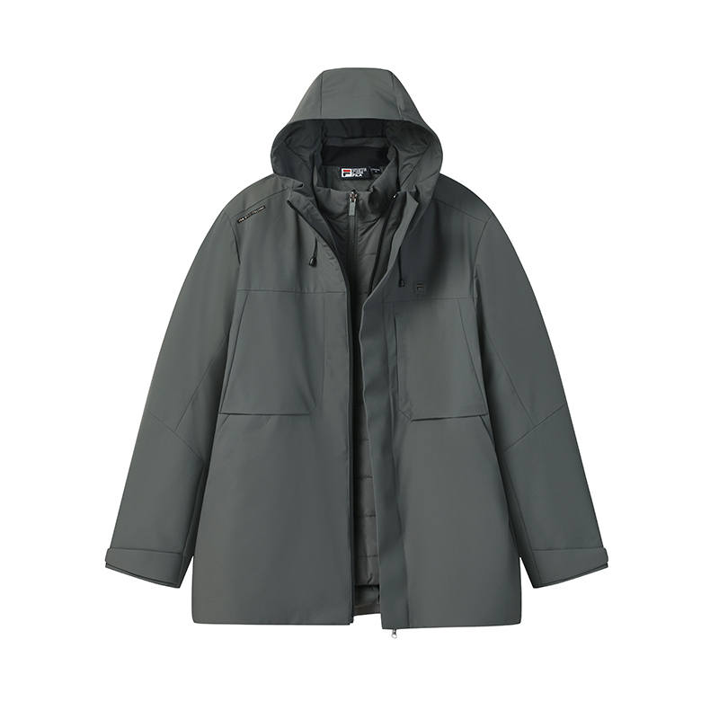 FILA WHITE Puffer Jacket Men's Dark Shadow Gray