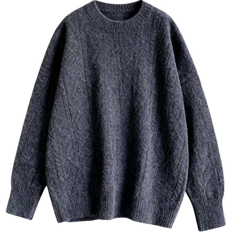 Tonlion Knitwear Women's Dark Gray Crew Neck Moderate