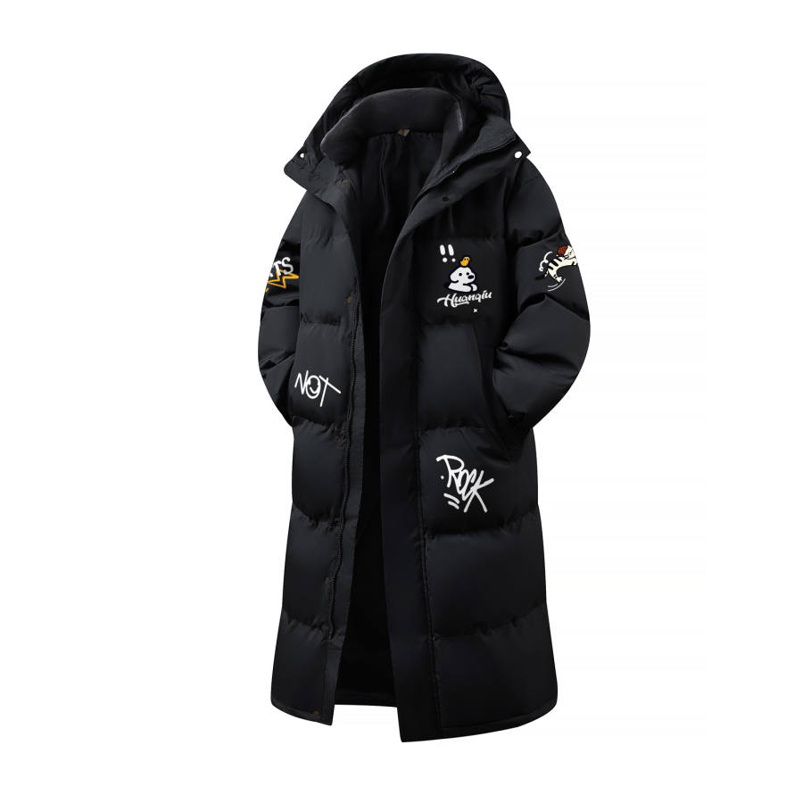 HUANQIU Puffer Jackets Unisex Hooded Thickened Padded Puffer Jacket