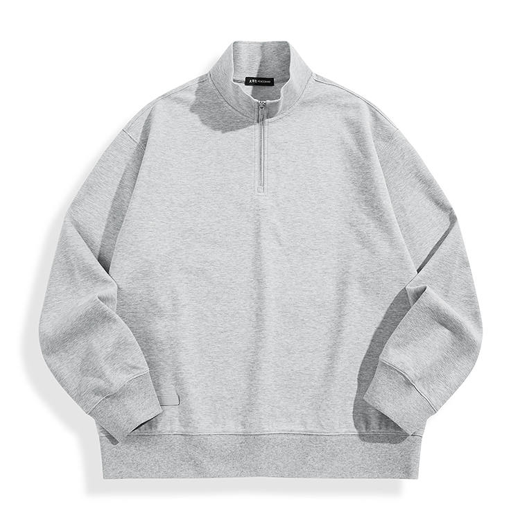PEACEBIRD MEN Sweatshirts Men's Microcrystalline Gray 1 Half Turtleneck Moderate Regular
