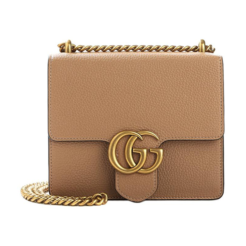 GUCCI GG Marmont Calfskin Shoulder Bag Women's Beige