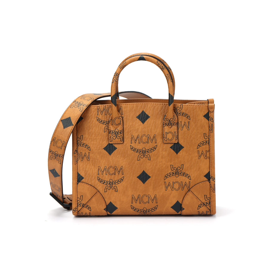 MCM PVC Tote Bag, Shopping Bag, Shoulder Bag, Crossbody Bag, Handbag Medium Women's Cognac