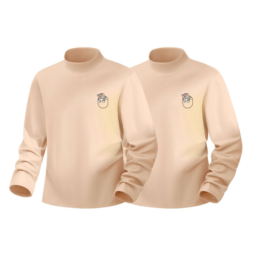 Tonlion T Shirts Unisex Half Turtleneck Thickened Straight Fit