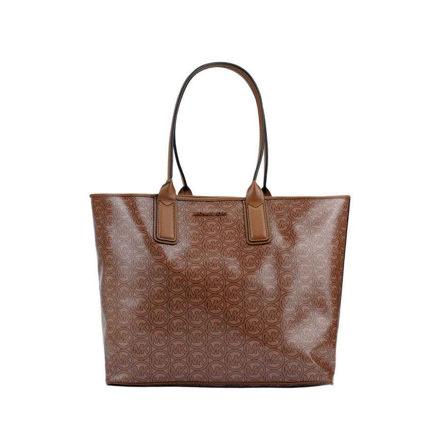 MICHAEL KORS Jodie Recycled Jacquard Fabric Tote Handbag, Shoulder Bag Large Women's Caramel Brown