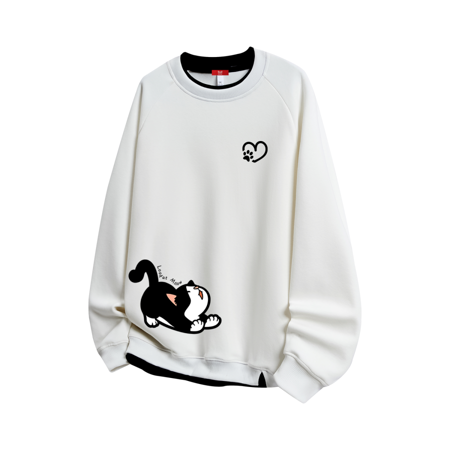 MIIOW Sweatshirts Unisex Crew Neck Moderate Mock Two Piece