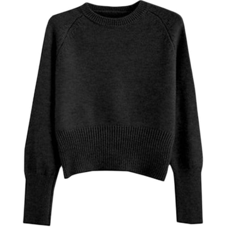 Tonlion Knitwear Women's Black Crew Neck Moderate Base Layer