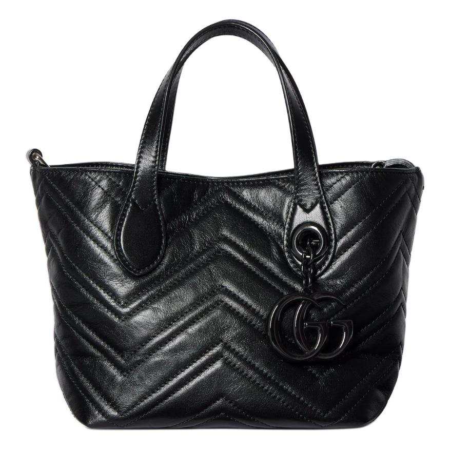 GUCCI GG Marmont Cow Leather Handbag Small Women's Black