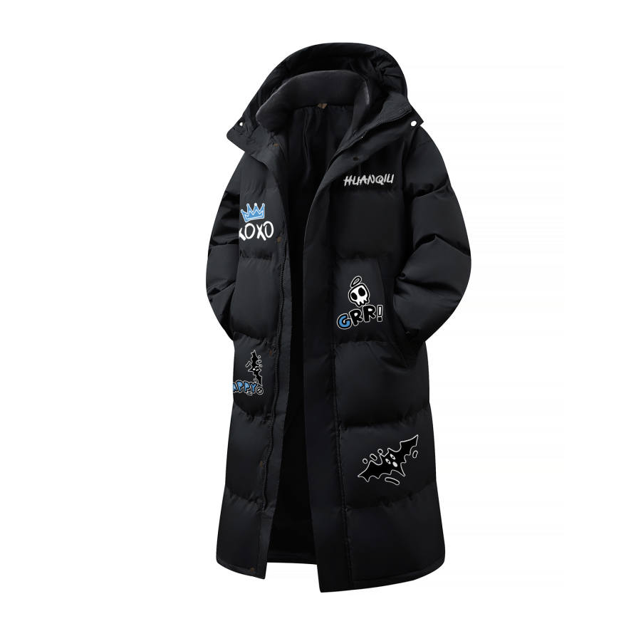HUANQIU Puffer Jackets Unisex Hooded Thickened Padded Puffer Jacket