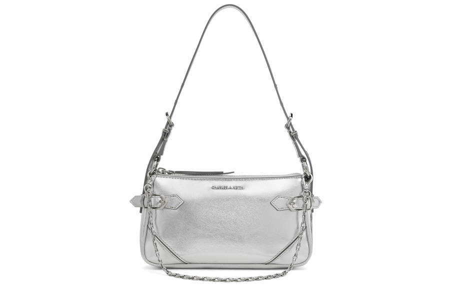 CHARLES&KEITH Pu One Shoulder Bag Small Women's Noir Black/Silver