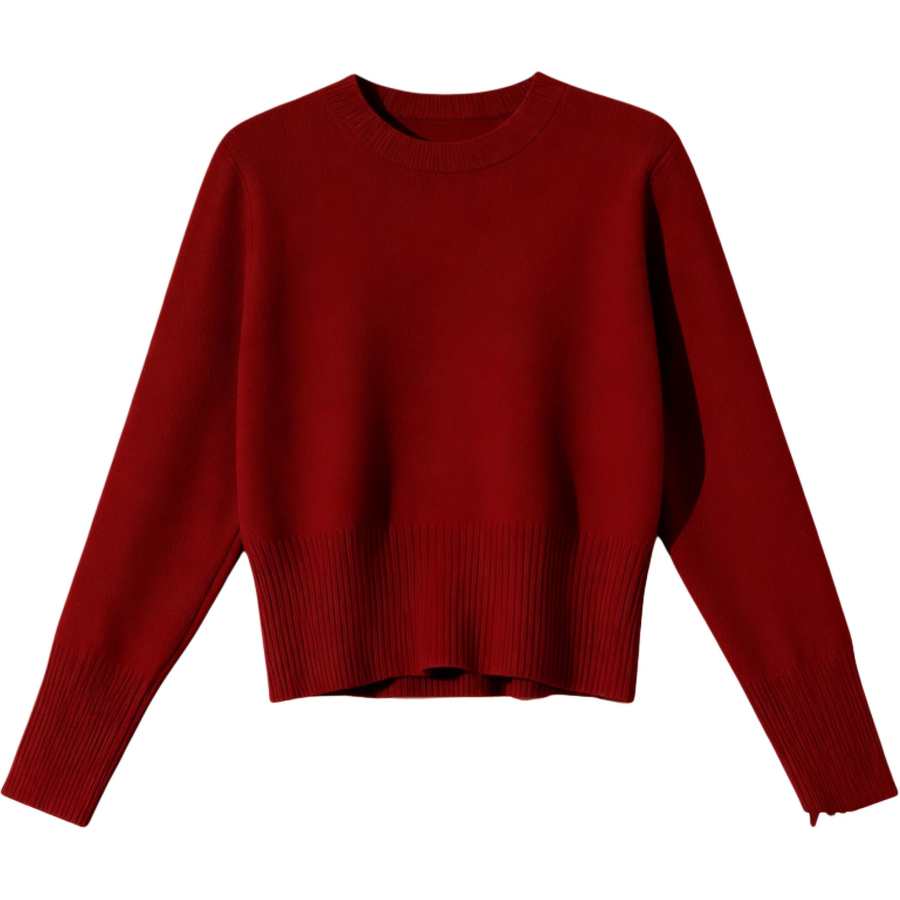 Tonlion Knitwear Women's Dark Red Crew Neck Moderate