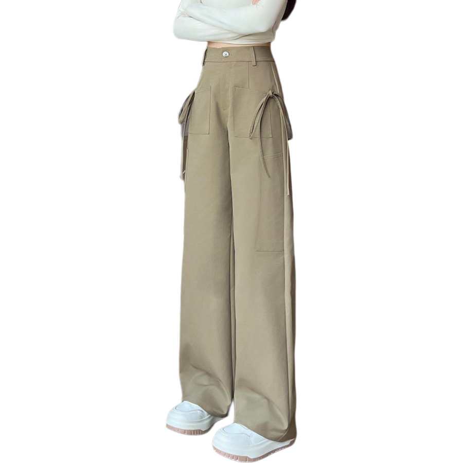 Tonlion Casual Pants Women's Brown Yellow Moderate Cargo Pants