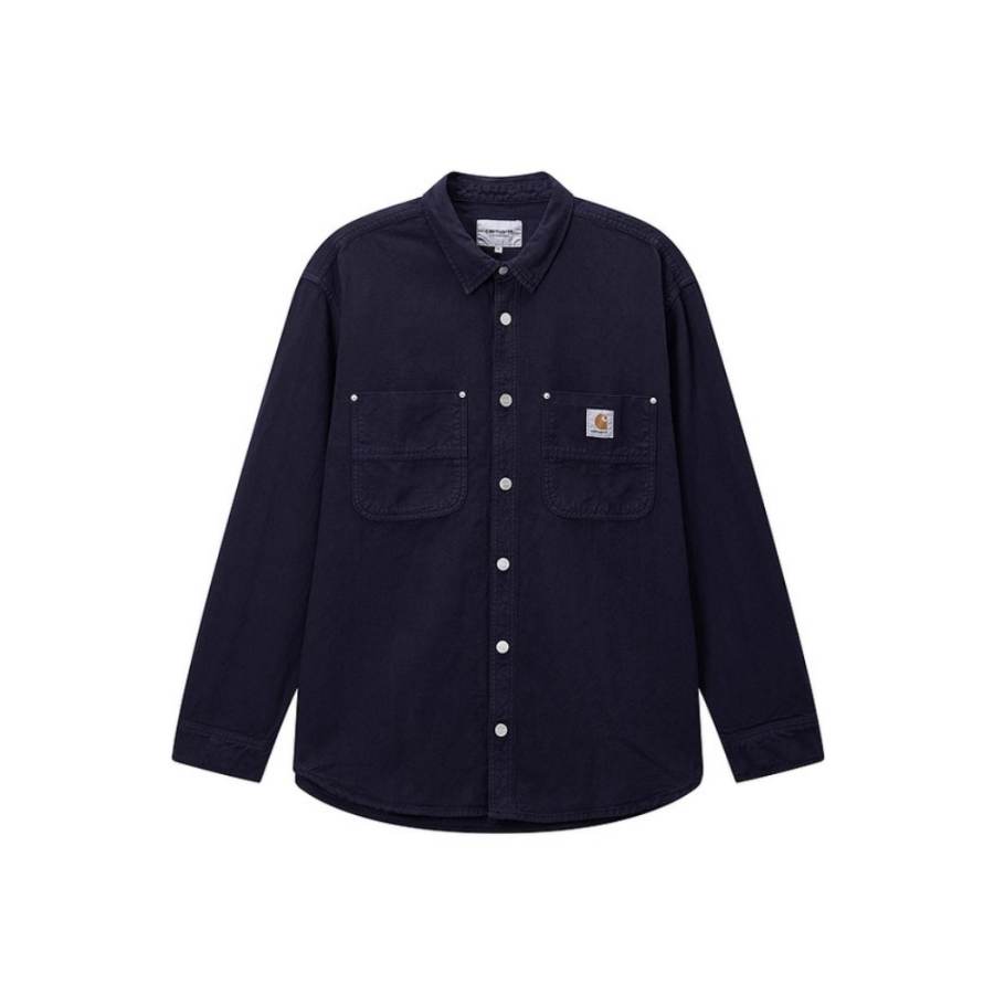 Carhartt WIP Shirts Men's NYD/Army Blue Lapel Moderate Other
