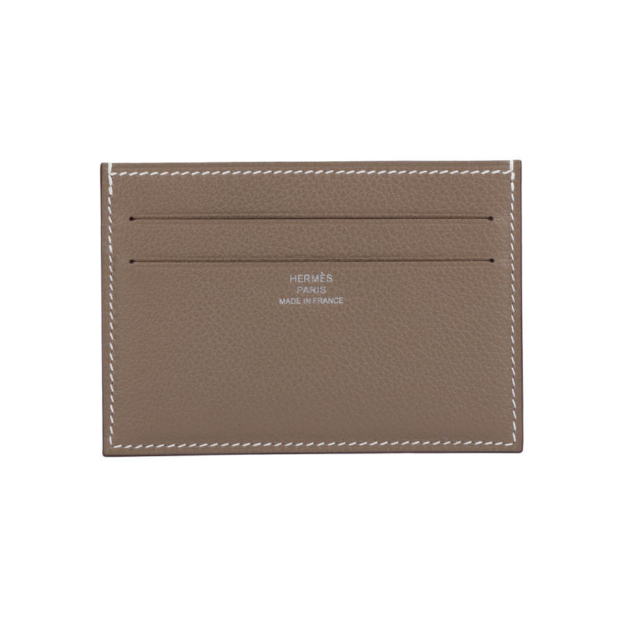 HERMES Citizen Twill Evercolor Leather Card Holder Men's Brown