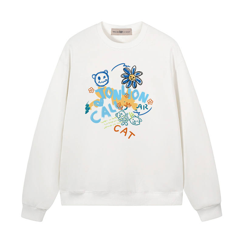 Tonlion Sweatshirts Unisex Crew Neck Moderate Heavyweight